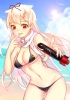 Kantai Collection : Yuudachi 182220
anthropomorphism beach blonde hair hairpins long red eyes sky smile water weapon wet   anime picture