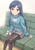 The Idolmaster : Kisaragi Chihaya 182248
blue hair brown eyes long pantyhose smile sweater   anime picture