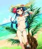 Anime CG Anime Pictures      182257
bikini blue hair blush flower hat jewelry long nail polish sandals sky tree water yellow eyes   anime picture