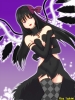 Puella Magi Madoka Magica : Akemi Homura 182324
black hair dress gloves band happy long purple eyes ribbon thigh highs wings   anime picture