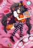 Anime CG Anime Pictures      182327
black hair halloween hat long purple eyes ribbon skirt sweets thigh highs twin tails   anime picture