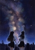 Anime CG Anime Pictures      182340
black hair holding hands long night scenic seifuku sky stars twin tails   anime picture