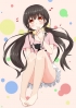 Anime CG Anime Pictures      182345
barefoot black hair blush long music red eyes ribbon skirt twin tails   anime picture