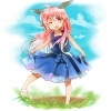 Senyuu. : Ruki 182406
ahoge child dress hairpins happy long hair pink pointy ears red eyes ribbon wings wink   anime picture