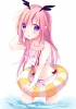 Senyuu. : Ruki 182420
bikini blush long hair pink pointy ears purple eyes ribbon skirt water float wings   anime picture