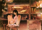 Anime CG Anime Pictures      182433
animal barefoot beverage black eyes hair book short shorts   anime picture