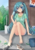 Vocaloid : Hatsune Miku 182450
barefoot blue eyes hair blush eating flower hairpins ice cream jewelry long shorts sky tree twin tails   anime picture
