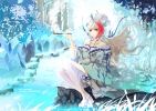 Anime CG Anime Pictures      182489
blue eyes blush flower hairpins kimono long hair ribbon sad water white   anime picture