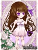 Psychic Hearts :  182606
blush brown hair butterfly chibi dress flower headdress long purple eyes ribbon sandals smile   anime picture