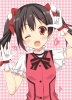 Love Live! School Idol Project : Yazawa Nico 182611
black hair blush gloves hairpins happy heart jewelry long red eyes ribbon twin tails wink   anime picture