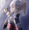 Girls und Panzer : Itsumi Erika 182569
blue eyes eating food grey hair kimono ponytail short   anime picture