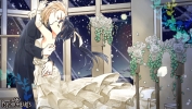 Psychic Hearts :  182567
ahoge black hair blonde couple dress flower gloves jewelry kiss long moon night ponytail ribbon short snow suit wedding   anime picture