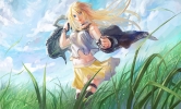 Vocaloid : Lily 182596
blonde hair blue eyes choker long skirt sky smile   anime picture