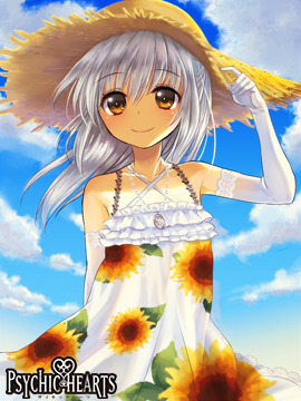 Psychic Hearts :  182752
 669376  psychic hearts   ( Anime CG Anime Pictures      ) 182752 
blush gloves grey hair hat jewelry long short sky smile summer sundress yellow eyes   anime picture