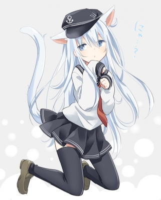 Kantai Collection : Hibiki 182799
 669424  kantai collection  hibiki   ( Anime CG Anime Pictures      ) 182799   : ica
anthropomorphism blue eyes hair blush hat long neko mimi tail thigh highs uniform   anime picture