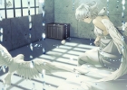 Anime CG Anime Pictures      182622
blue eyes box dress feather grey hair horns short smile tori wings   anime picture