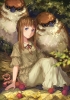 Anime CG Anime Pictures      182786
blue eyes blush brown hair food long ribbon skirt tori tree   anime picture