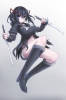 Anime CG Anime Pictures      182788
black hair boots high heels hoodie long purple eyes ribbon shorts twin tails weapon   anime picture