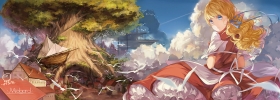 Anime CG Anime Pictures      182793
blonde hair blue eyes dress long ribbon sky tori tree vehicle   anime picture