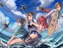 Kantai Collection : Akagi Kaga Souryuu 182796
anthropomorphism black hair bow and arrow brown eyes green group long sandals short side tail skirt sky thigh highs vehicle water weapon   anime picture