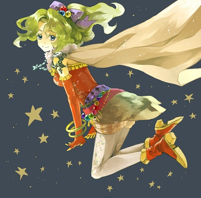 Final, Fantasy, VI, Tina, Branford, blue, eyes, boots, cloak, dress, gloves, green, hair, jewelry, long, pantyhose, ponytail, ribbon, smile, stars, , , anime, picture, , |, , , pictures