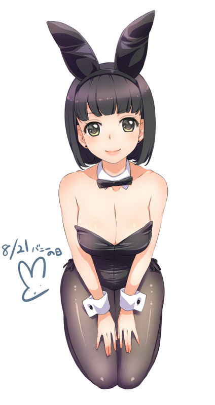 Anime, CG, Pictures, black, hair, blush, brown, eyes, bunny, suit, jewelry, pantyhose, short, smile, mimi, , , picture, , |, , 