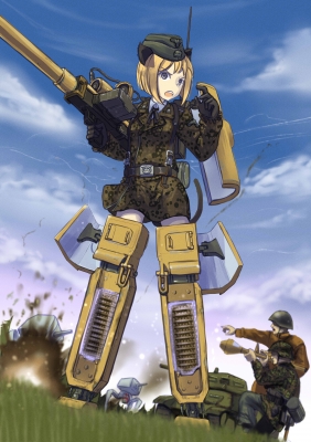 Strike Witches :  183014
 669638  strike witches   ( Anime CG Anime Pictures      ) 183014   : Erica  Pixiv4759263 
animal ears black eyes blonde hair fighting gloves group gun hat short sky soldier tail vehicle weapon   anime picture