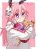 Senyuu. : Ruki 182917
beverage blush hairpins hoodie pink hair pointy ears purple eyes ribbon surprised teddy wings   anime picture