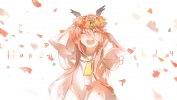 Senyuu. : Ruki 182923
birthday blush flower happy hoodie long hair pink wallpaper wings ^_^   anime picture