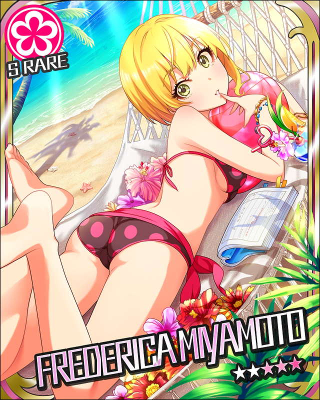 The, Idolmaster, Cinderella, Girls, Miyamoto, Frederica, barefoot, beach, bikini, blonde, hair, book, flower, green, eyes, short, stars, summer, tree, , , anime, picture, , |, , , pictures