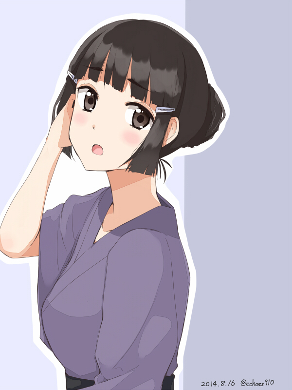 Kantai, Collection, Myoukou, anthropomorphism, black, eyes, hair, blush, hairpins, short, , , anime, picture, , |, , , pictures