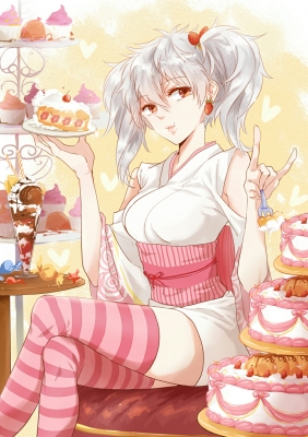 Gintama : Sakata Gintoki 183328
 669962  gintama  sakata gintoki   ( Anime CG Anime Pictures      ) 183328  художник : weirdo.
albino genderswap heart jewelry red eyes short kimono sweets thigh highs twin tails white hair картинка аниме anime picture
