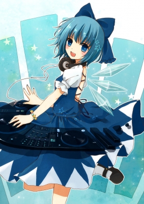 Touhou : Cirno 183358
 669994  touhou  cirno   ( Anime CG Anime Pictures      ) 183358   : Yon  Letter 
blue eyes hair blush dress fairy happy headphones ice jewelry ribbon short stars   anime picture