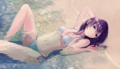 Anime CG Anime Pictures      183120
beach bikini blue eyes long hair purple water   anime picture