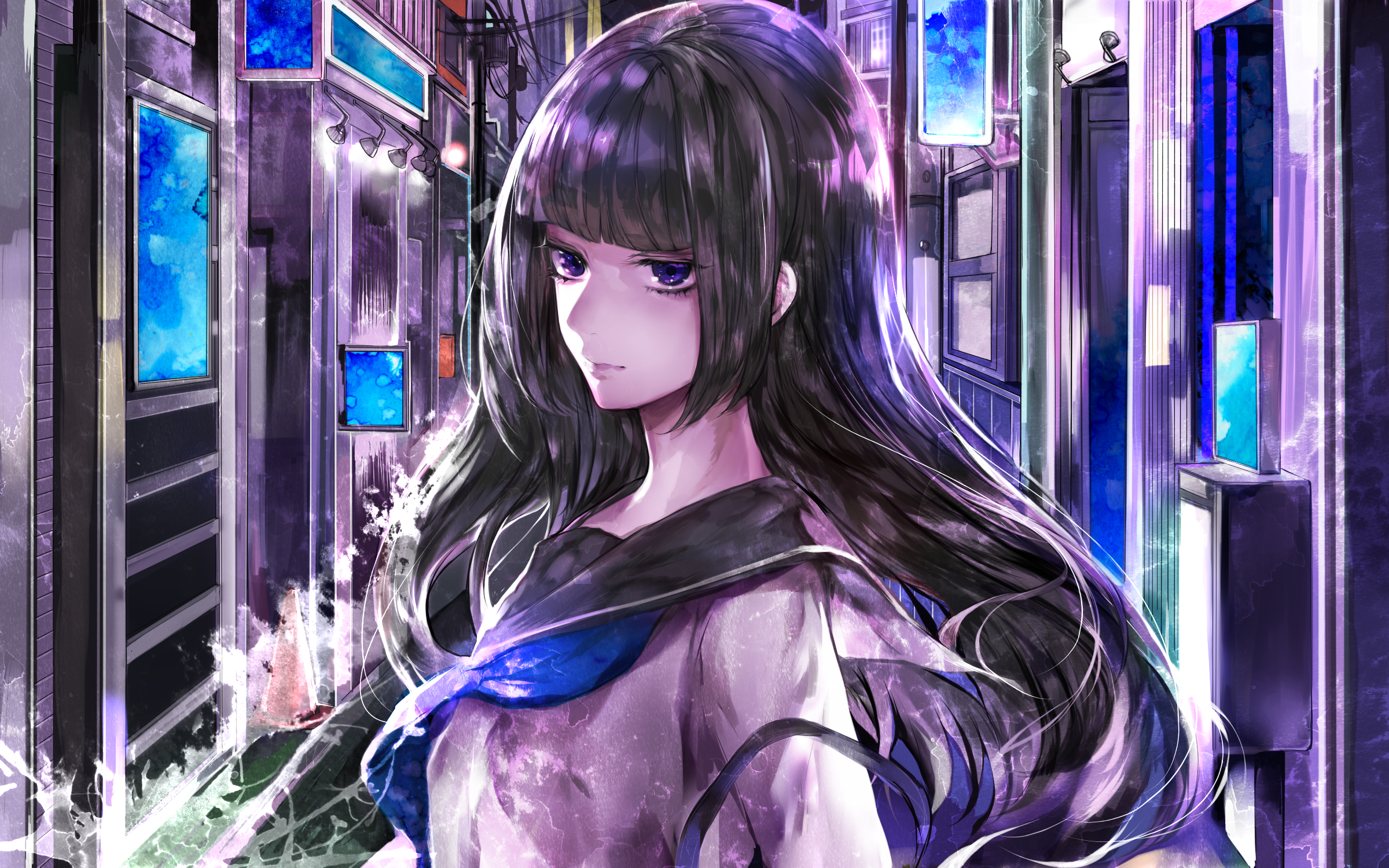 Anime, CG, Pictures, black, hair, blue, eyes, long, , , picture, , |, , 