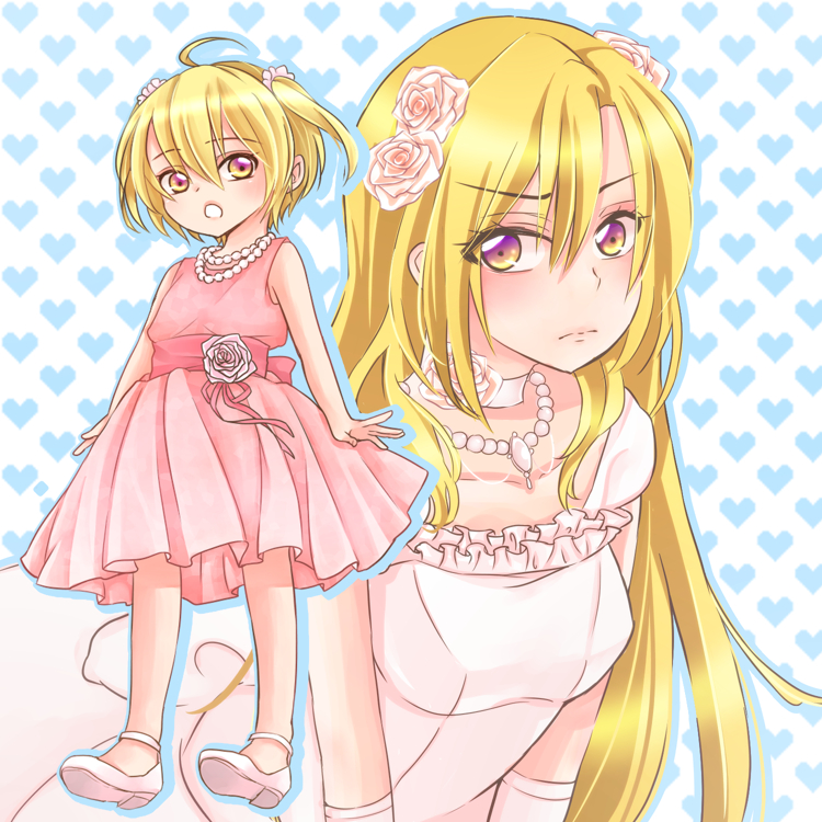 Love, Stage, Sena, Izumi, ahoge, blonde, hair, child, dress, heart, jewelry, long, trap, twin, tails, yellow, eyes, , , anime, picture, , |, , , pictures