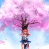 Gekkan Shoujo Nozaki kun : Sakura Chiyo 183503
blush long hair orange purple eyes ribbon sakura seifuku sky thigh highs tree   anime picture