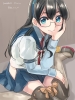 Kantai Collection : Ooyodo 183575
anthropomorphism black hair blue eyes blush band long megane smile thigh highs uniform   anime picture