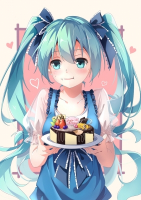 Vocaloid : Hatsune Miku 183665
 670307  vocaloid  hatsune miku   ( Anime CG Anime Pictures      ) 183665   : ello chan
birthday blue eyes hair blush cake dress eating heart long ribbon twin tails   anime picture