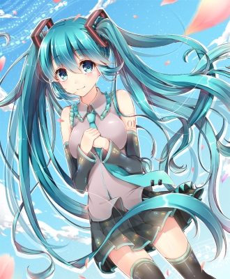 Vocaloid : Hatsune Miku 183855
 670501  vocaloid  hatsune miku   ( Anime CG Anime Pictures      ) 183855   : Jiiwara
blue eyes hair blush headphones long music skirt sky smile tattoo thigh highs tie twin tails   anime picture