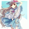 Kagerou Project : Kozakura Mary 183620
blonde hair cloak dress hat long red eyes ribbon smile   anime picture