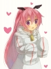Senyuu. : Ruki 183624
blush heart hoodie long hair pink pointy ears purple eyes wings   anime picture