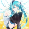 Vocaloid : Hatsune Miku 183638
blue eyes hair happy long music skirt thigh highs twin tails   anime picture