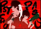 Psycho Pass : Kougami Shinya Tsunemori Akane 183648
ahoge black hair blue eyes brown group gun happy long short tie   anime picture