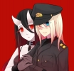 Kantai Collection : Admiral Senkanseiki 183786
black hair blonde blue eyes gloves hat heterochromia horns long red smile uniform   anime picture