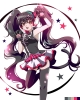 Hoozuki no Reitetsu : Miki 183837
:3 black hair gloves headphones long ribbon skirt stars thigh highs twin tails   anime picture
