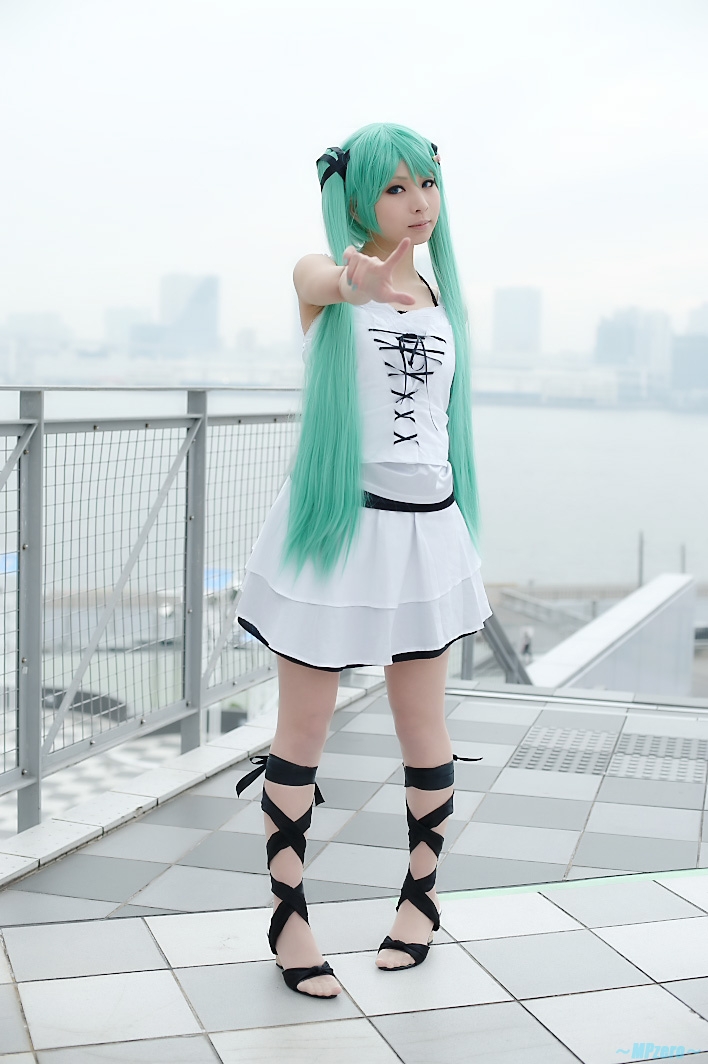 Hatsune, Miku, white, dress, Kanda, Midori, vocaloid, cosplay