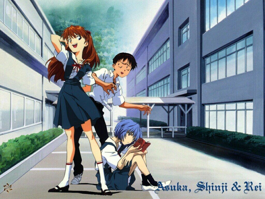Rei, Asuka and Shinji. 