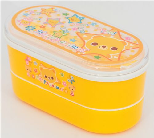 cute yellow bento box with a bear