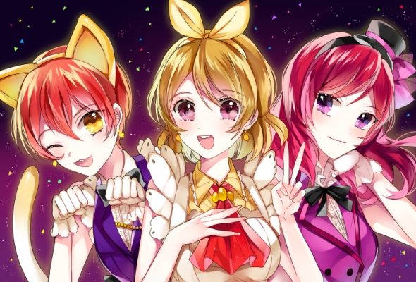 Love Live! School Idol Project : Hoshizora Rin Koizumi Hanayo Nishikino Maki 181383
 667983  love live school idol project  hoshizora rin koizumi hanayo nishikino maki   ( Anime CG Anime Pictures      ) 181383   : N N
brown hair gloves group band happy hat jewelry long neko mimi purple eyes red ribbon short smile tail wink yellow   anime picture